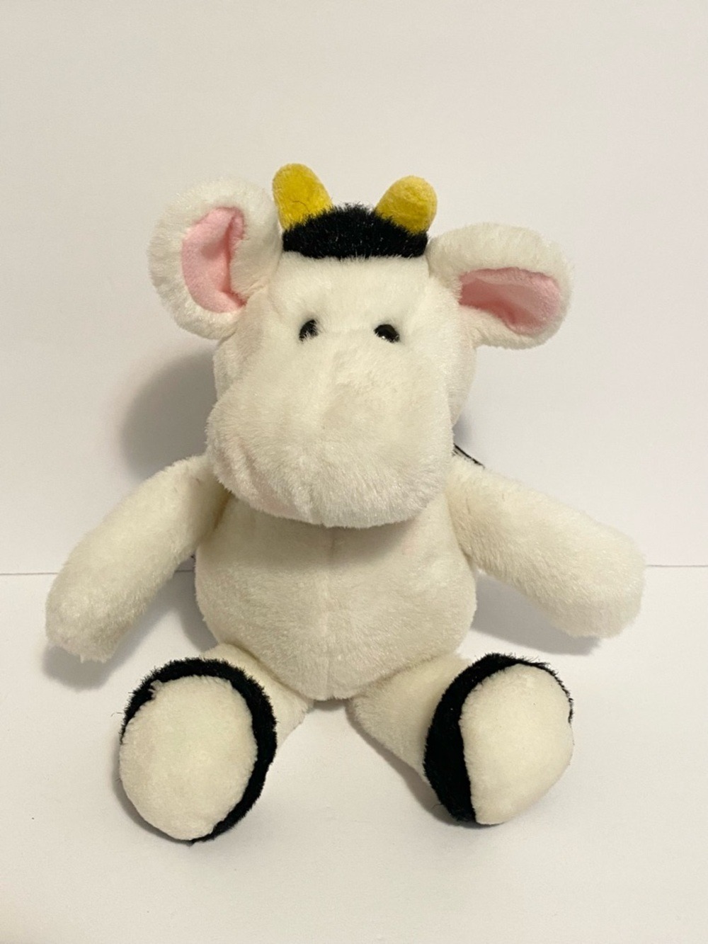 Vintage 1990 Gund Baby Plunkett the Cow Plush Black White Mooing Stuffed Animal